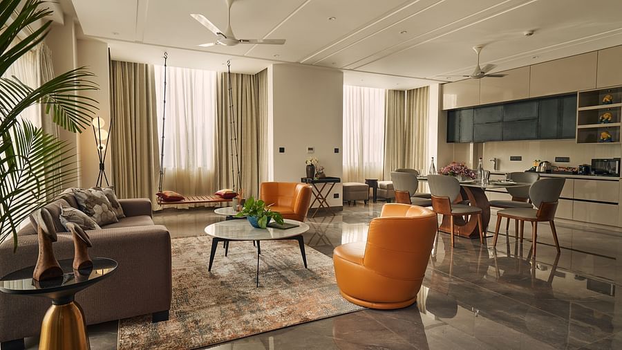 Living Room of the presidential suite at Triptam Hotel, Vrindavan