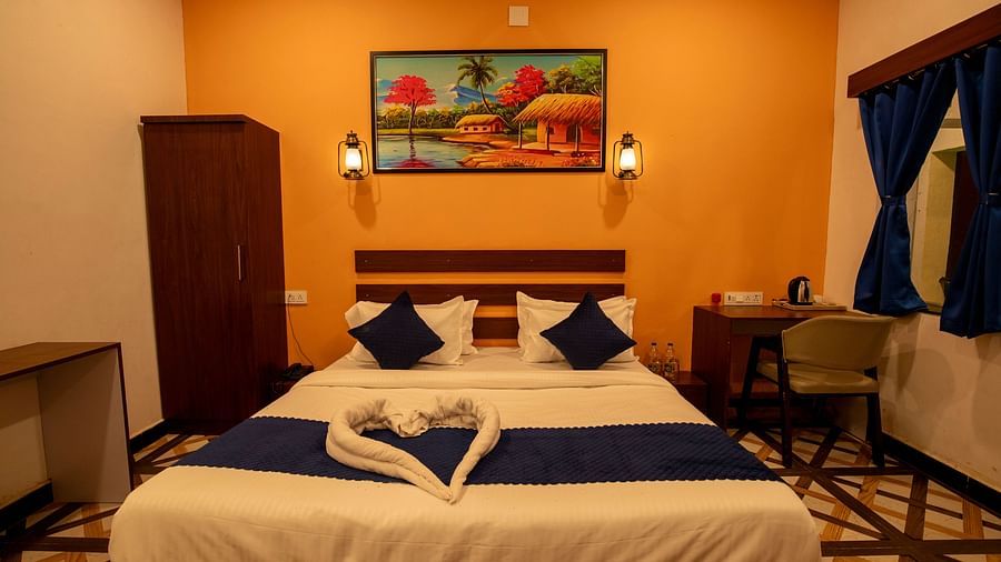 front view image of the double bed with a heart made with towels - VITS Select Diamond Resort, Sasan Gir