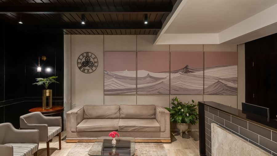 Modern seating area at Voyage Milestone Hotel and Banquet.