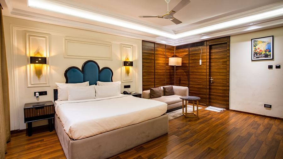 View of King Size Bed area in the Maharaja Villa in The Wedlock Greens Hotel & Resort, Dhanbad