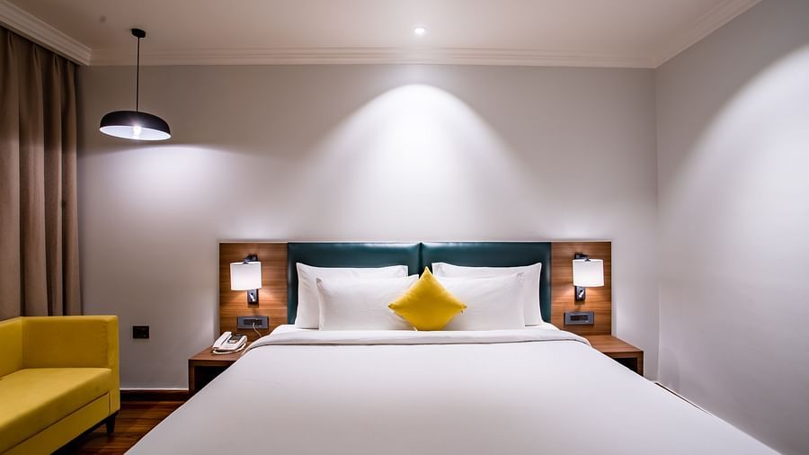View of King Size bed in the Executive Room in The Wedlock Greens Hotel & Resort, Dhanbad