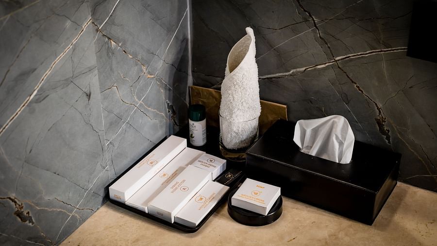 a close up shot of the toiletries - Wedlock Greens Hotel Resorts Dhanbad