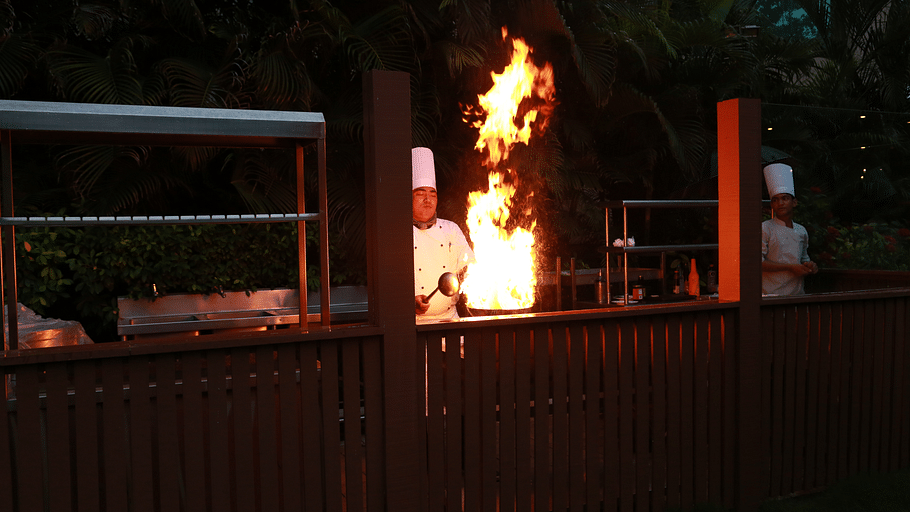 Chef flambéing