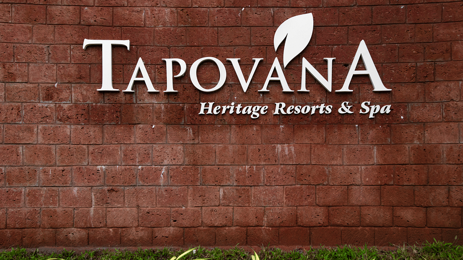 Tapovana nameplate at the entrance of TGI Tapovana