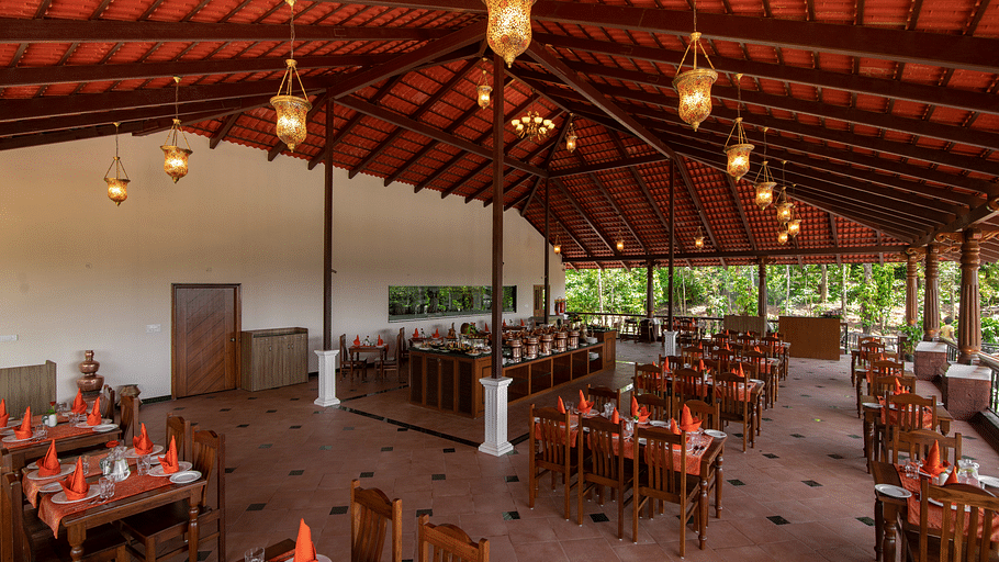Various seating arrangements at Navarasa restaurant TGI Tapovana
