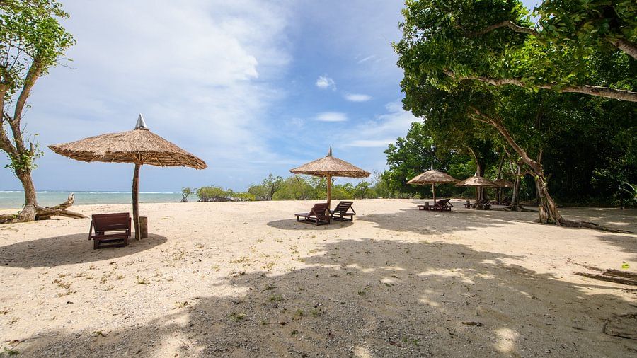 beach shacks on a beach