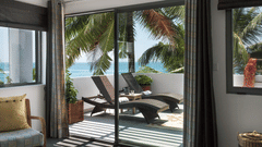 lounge chairs in a balcony