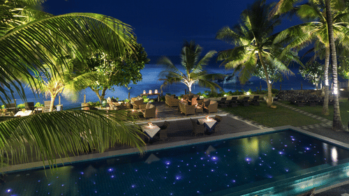 pool at OTP hotel in Galle at night