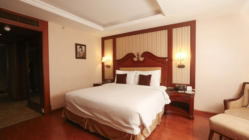 Spacious rooms with a comfy king size bed and elegant decor at Hablis Hotel, Chennai, one of the best Hotels near Velachery Phoenix Mall