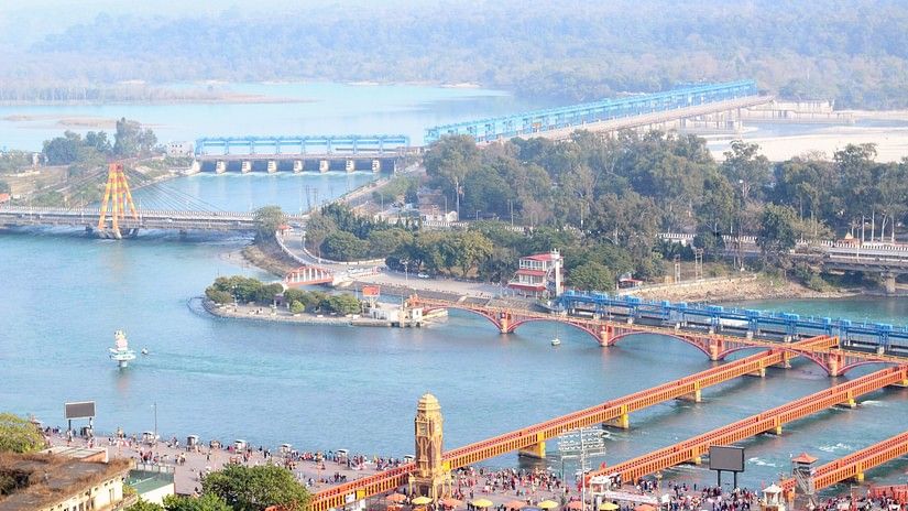 A bird's eye view of the town of Haridwar 