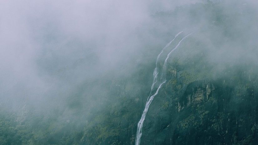 Water fall amid forests