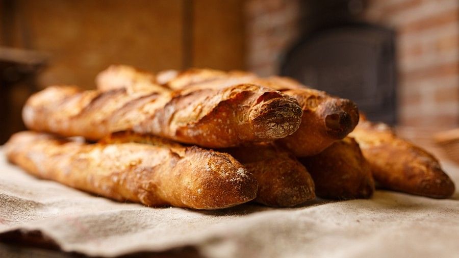 Baguettes stacked on top of each other