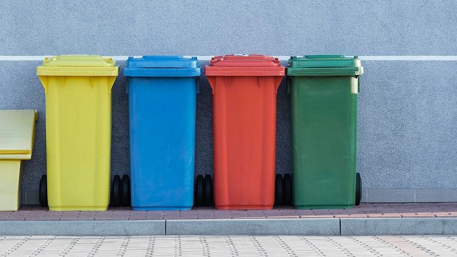 colourful garbage cans