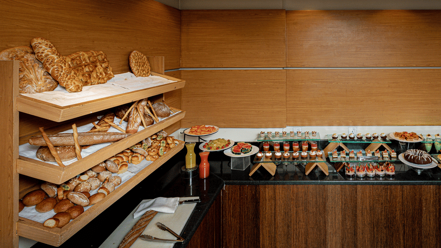 Baked items in an L-shaped counter inside The Chef’s Club to be sold at Ramada by Wyndham Addis, Addis Ababa