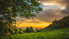 colourful sky over a field