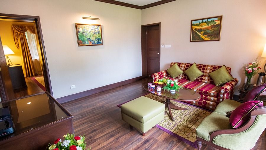 sofa space at the Cottage Rooms in Kodaikanal