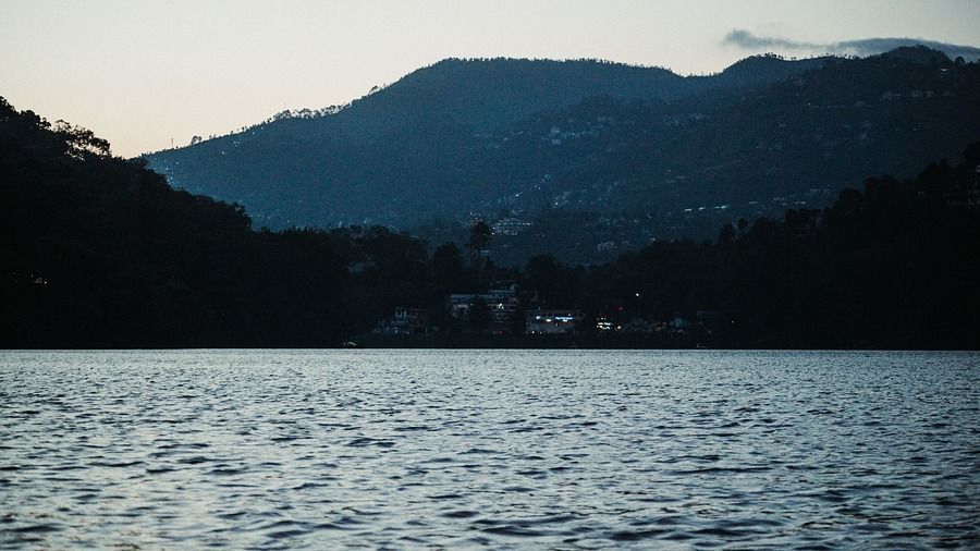 Lake with hills in the background