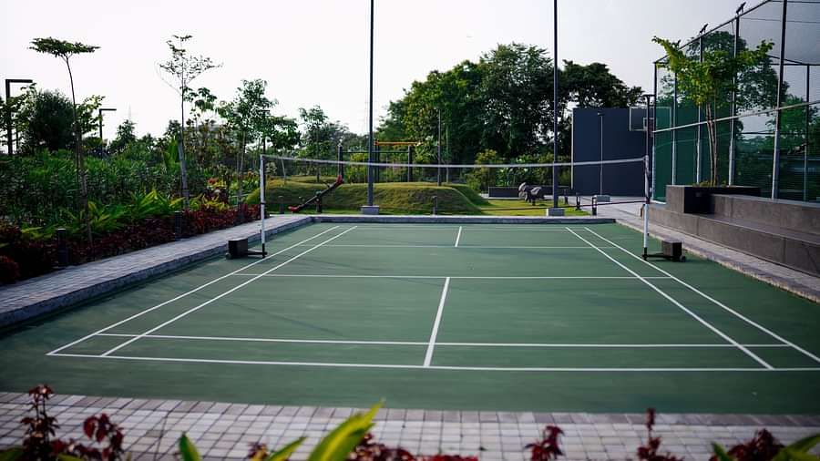 Badminton court at Singalila Club during the day
