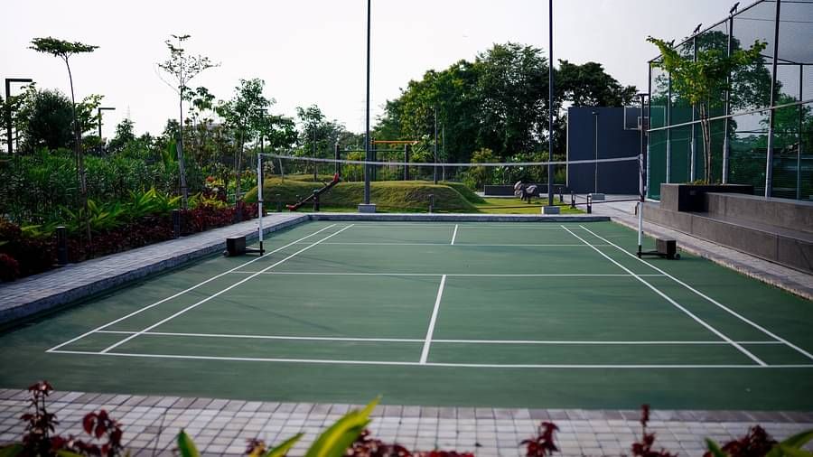 Badminton court at Singalila Club during the day
