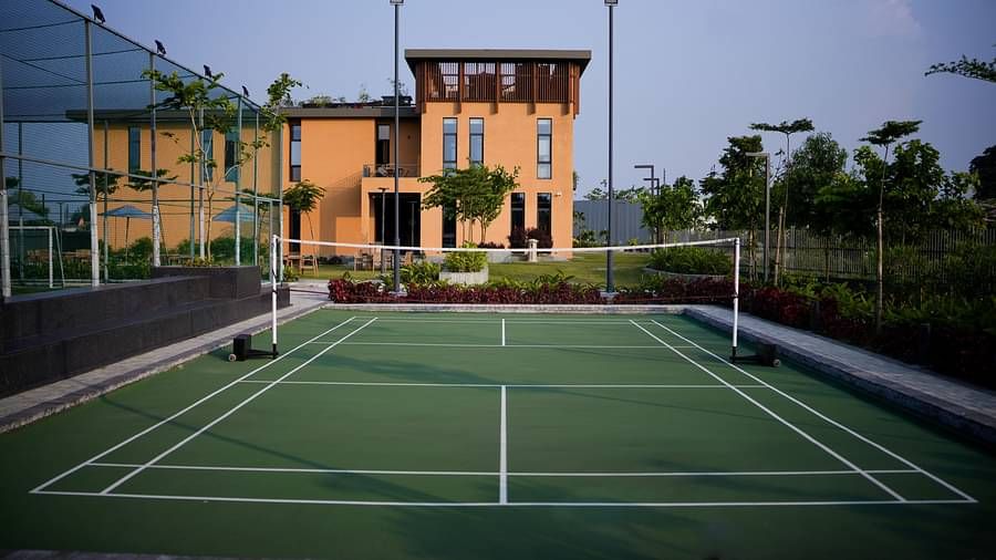 Badminton court at Singalila Club during the day