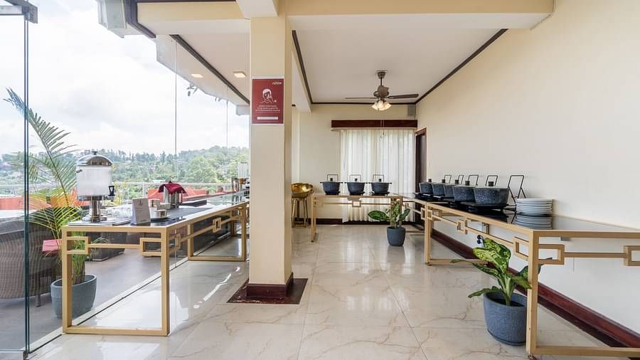 buffet setting on the terrace at Summit Lillium Hotel & Spa, Kalimpong