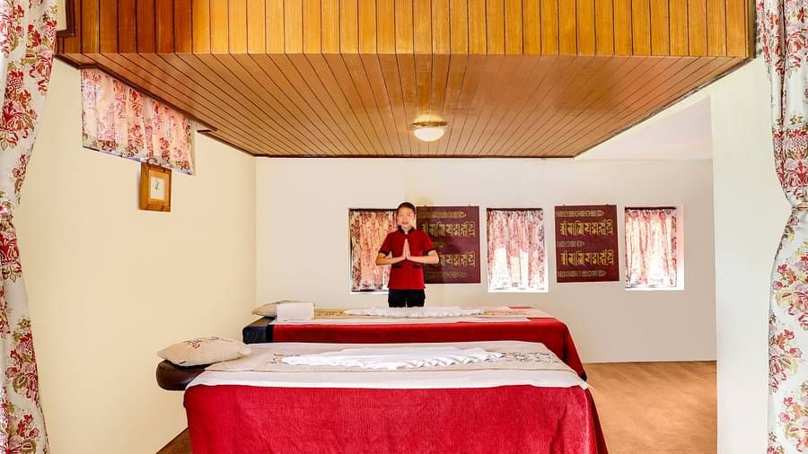 The spa area is meticulously arranged with cushions, plush sheets and neatly folded towels at Summit Norling Resort & Spa, Gangtok1