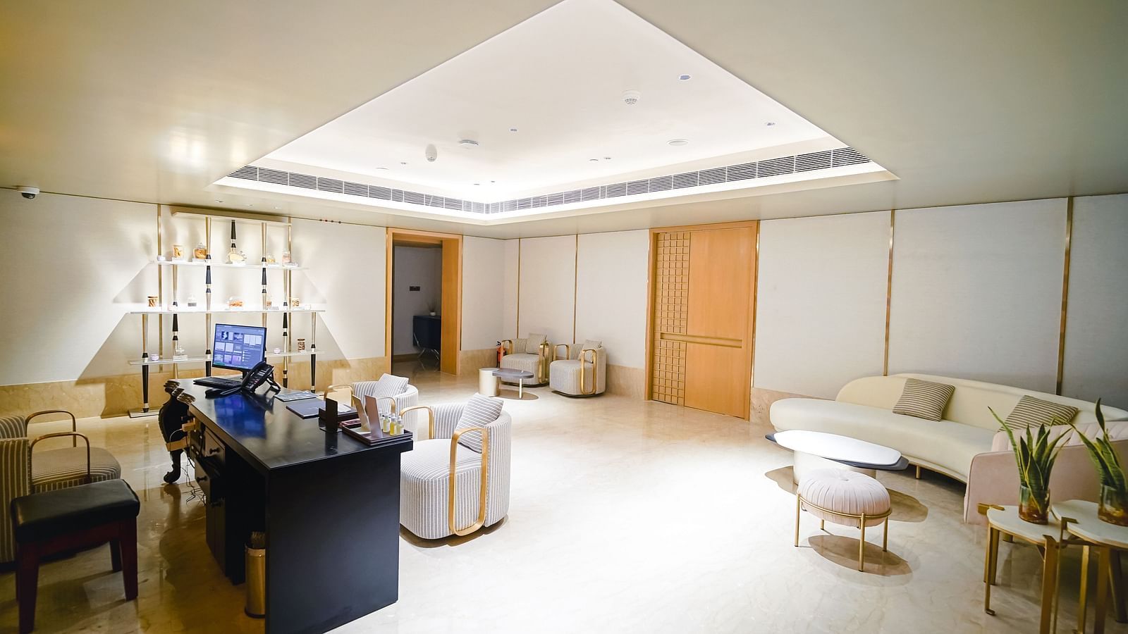 Bodhi Spa reception area featuring soft lighting and elegant furnishings - Grand Madurai by GRT Hotels