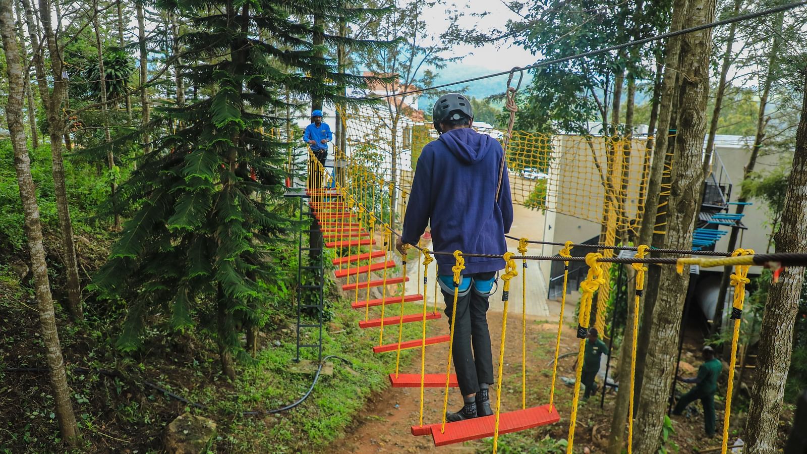 A man doing Rope Walking at Grand Palace, Yercaud