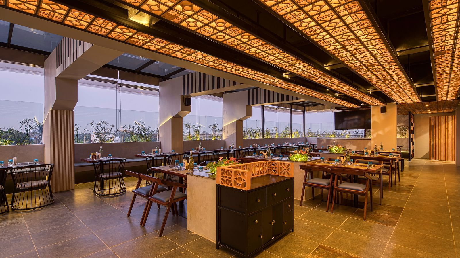 Interior of Roastopolis Restaurant at Le Foliage by TGI, Bangalore 