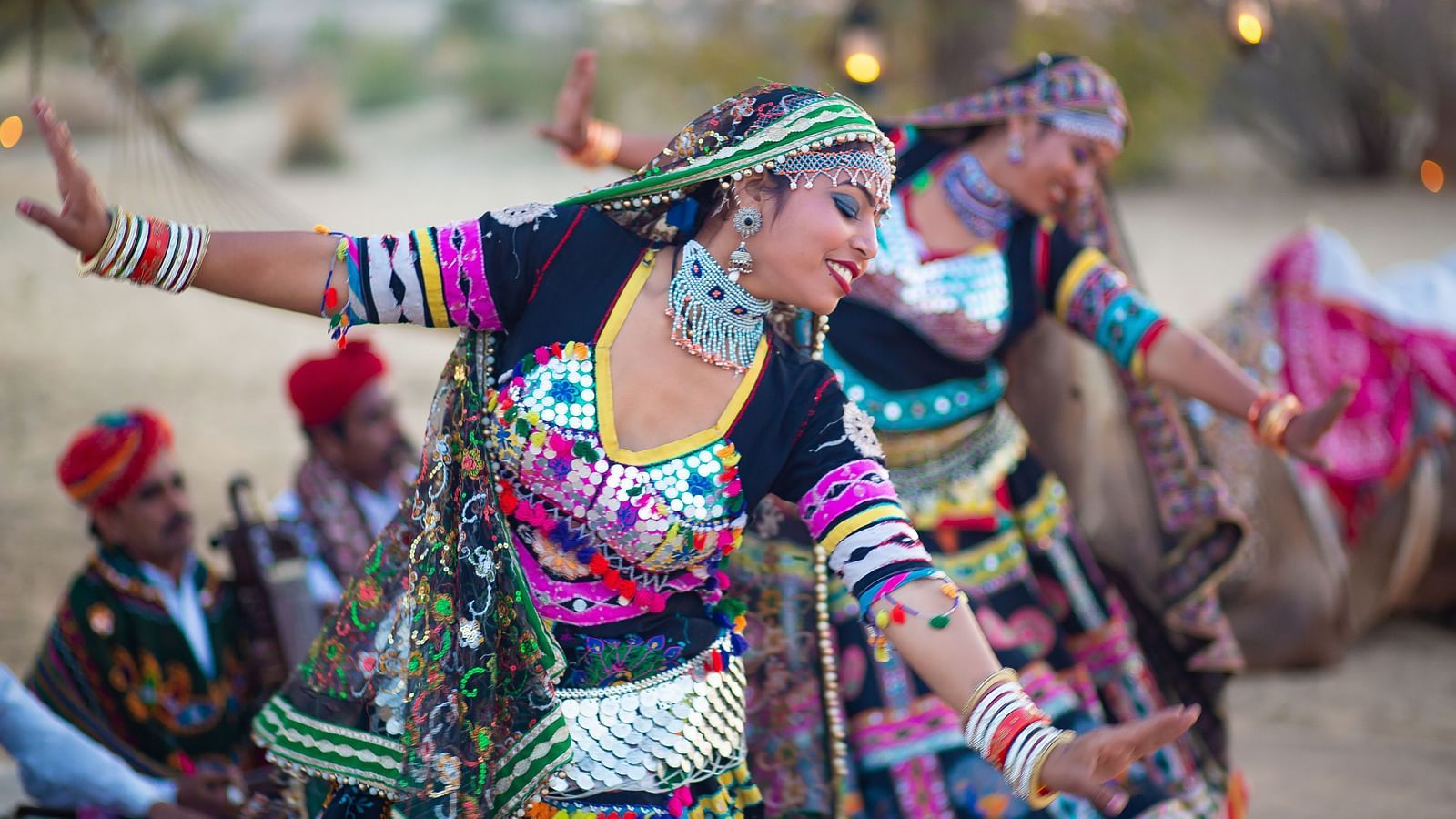 Dancers performing the local dance form at Manvar Resort and Desert Camp