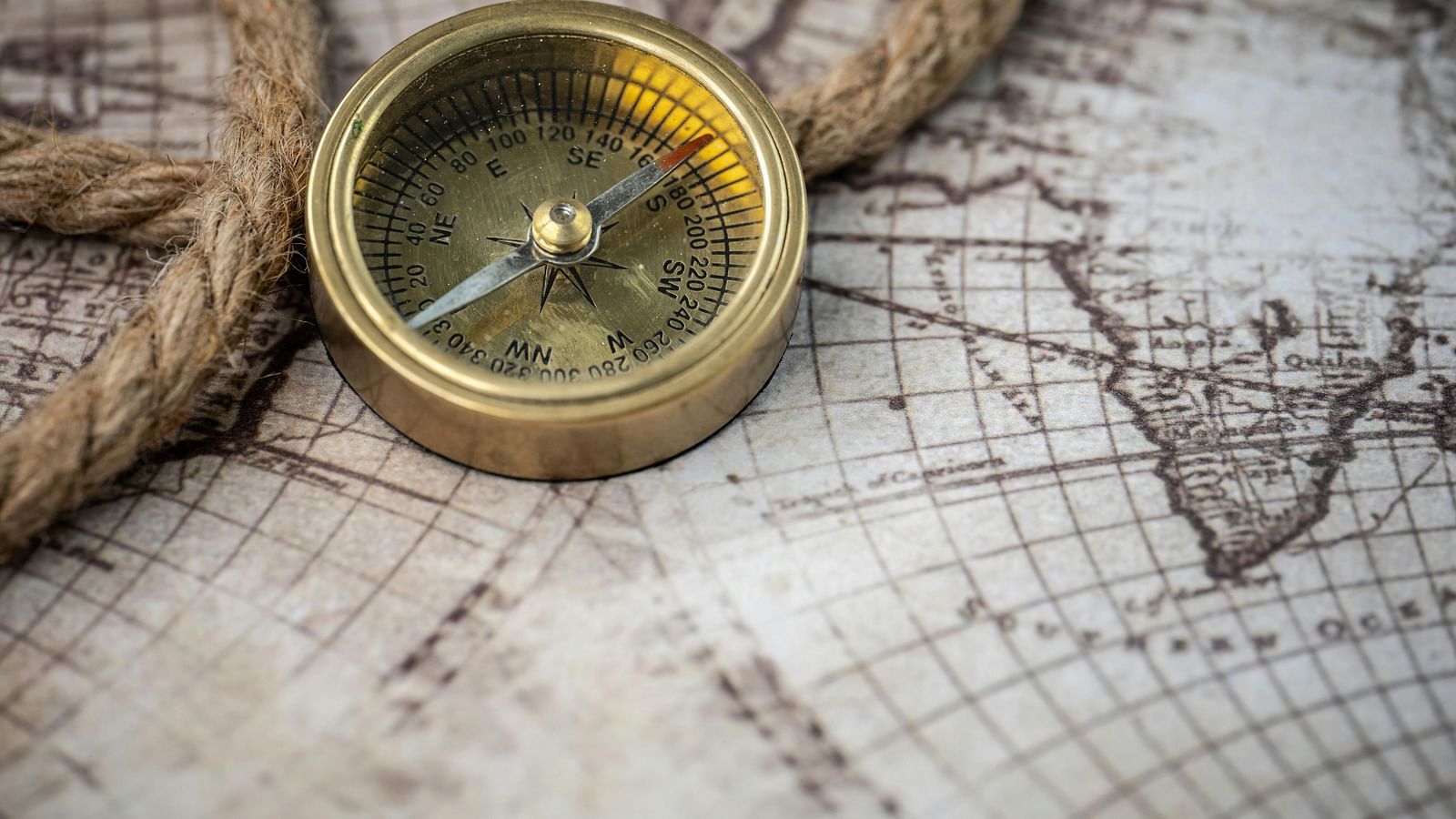 Compass on a map.