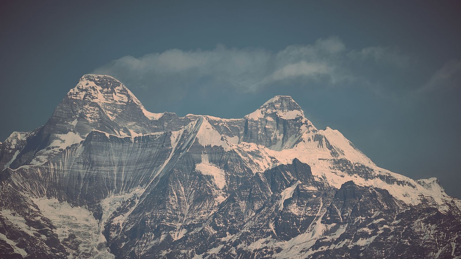 A view of a snow-capped Nanda Devi Peak seen Mukteshwar.