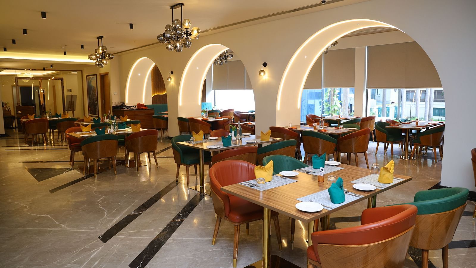 The bar's stylish interiors, offering an inviting space for enjoying drinks with freinds and family.