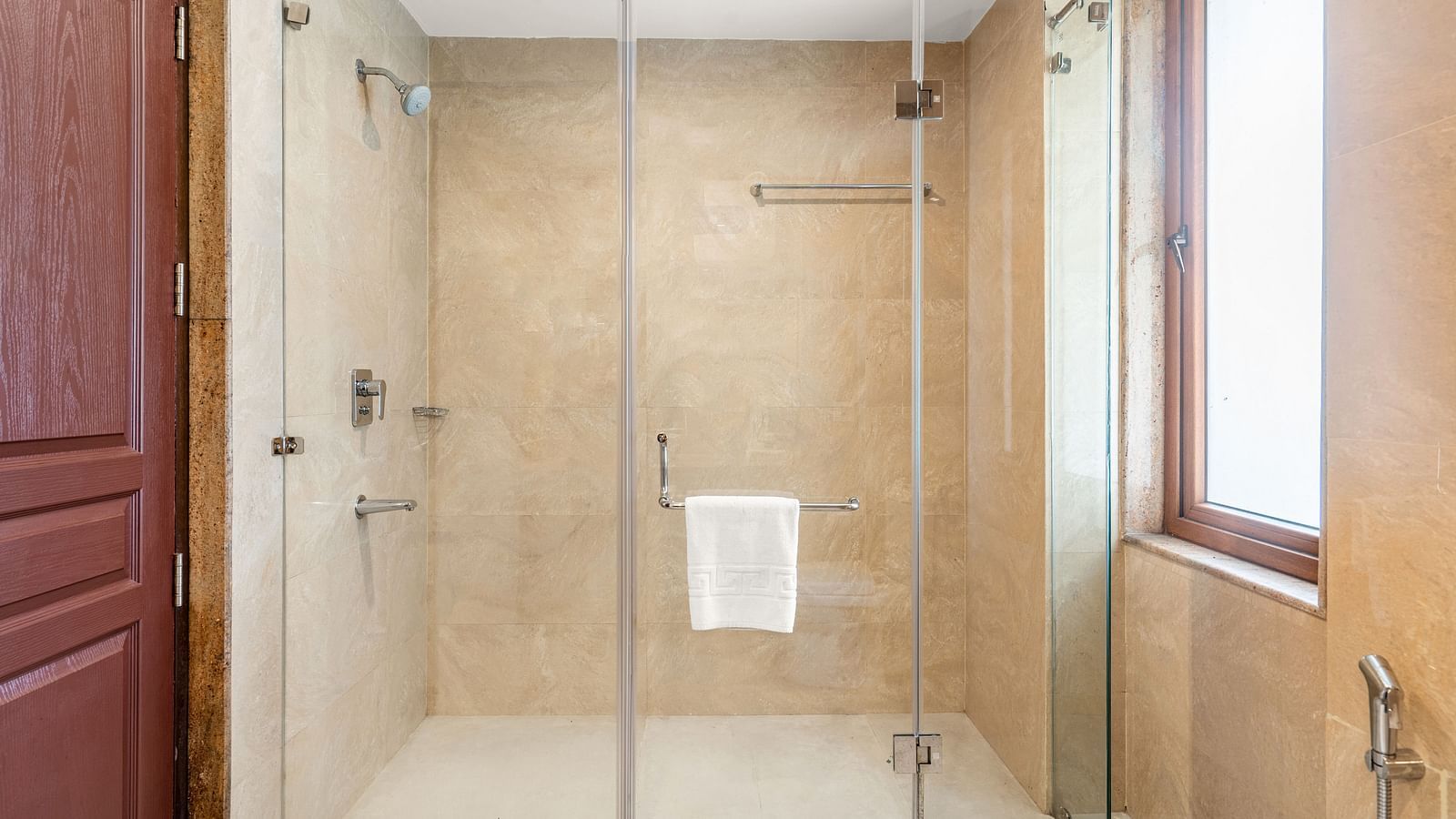 Shower cubicle in a washroom at Summit Alpine Abode 