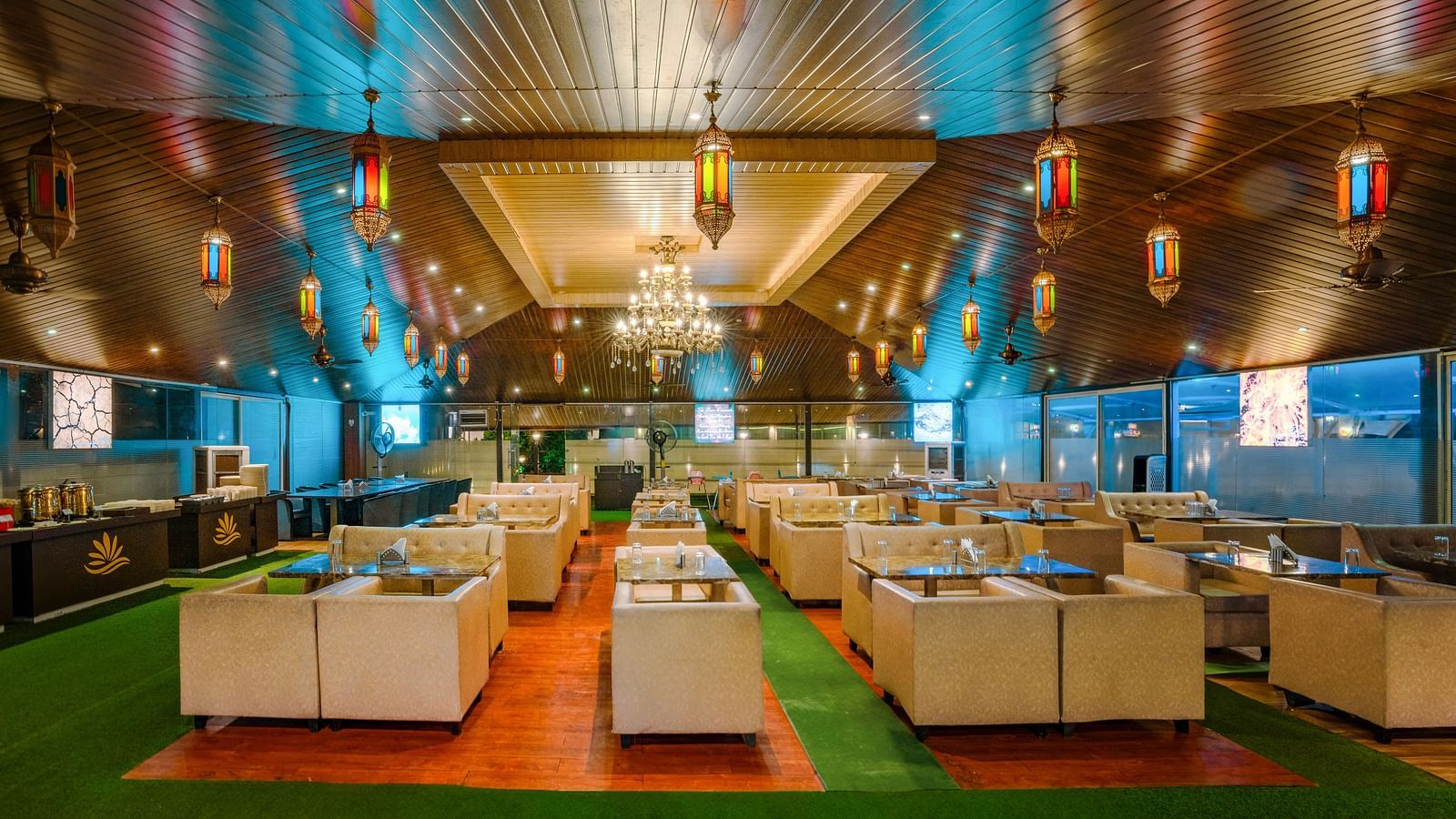 Shot of the four element restaurant with an organised seating arrangements. 
