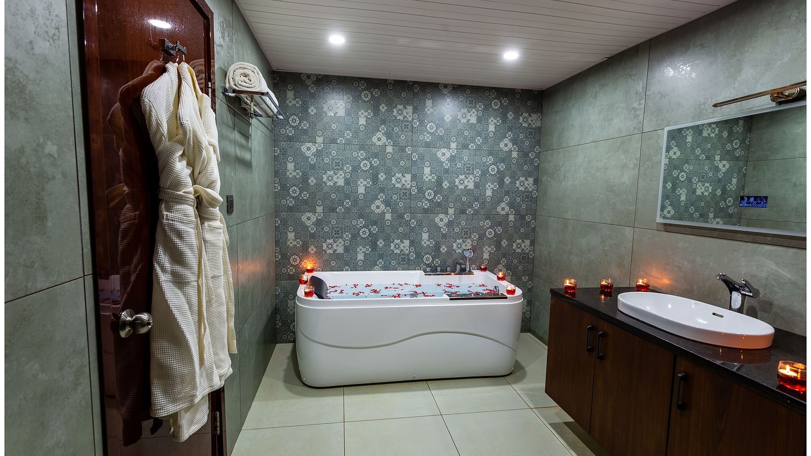 Washroom of of Serenity Suites at Patio at The Silver Sky Hotels and Resorts, Chikkamagaluru