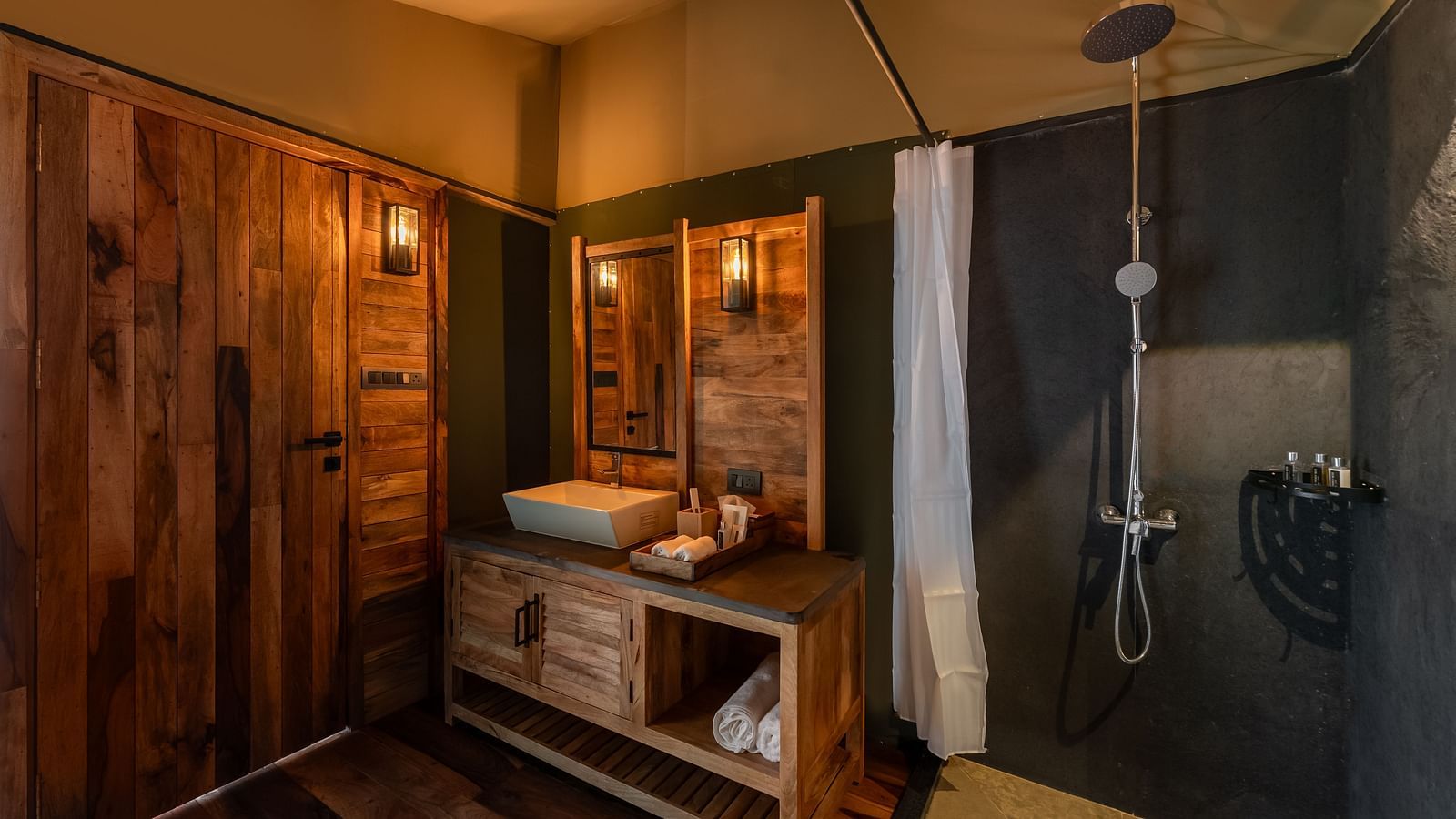An image of a washroom at Trees N Tigers, Tadoba.