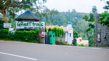 Entrance to Great Trails Yercaud by GRT Hotels, a resort nestled in the hills of Yercaud, India. 