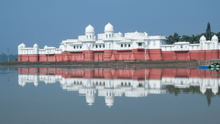 Neermahal, a historic water palace situated in the middle of Rudrasagar Lake in Melaghar.