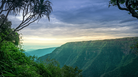 Panoramic view from Shillong View Point overlooking lush green hills.