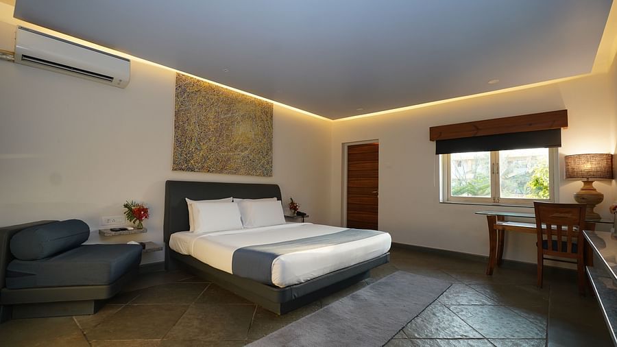 An image of a bedroom with king size bed, a TV, and other essentials - Argo By Trance, Goa