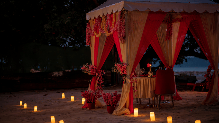 Romantic dinner set up at Coral Reef Hotel & Resort 
