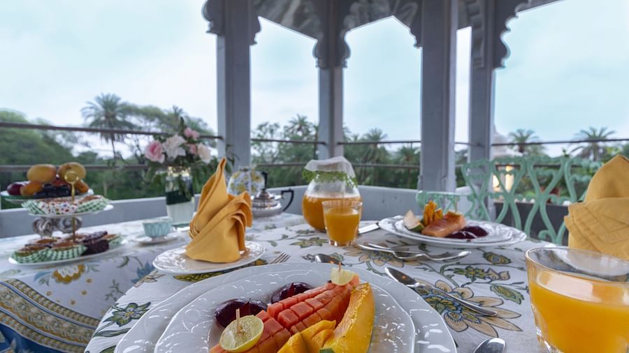 image featuring delicious dishes served in the outdoor dining arrangement at Dev Shree, Deogarh