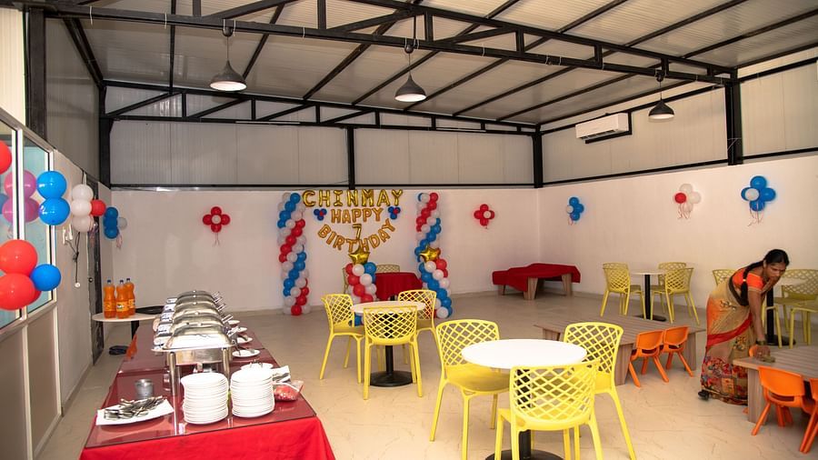 An overview of a room with a buffet spread - Diamond Parks, Pune 