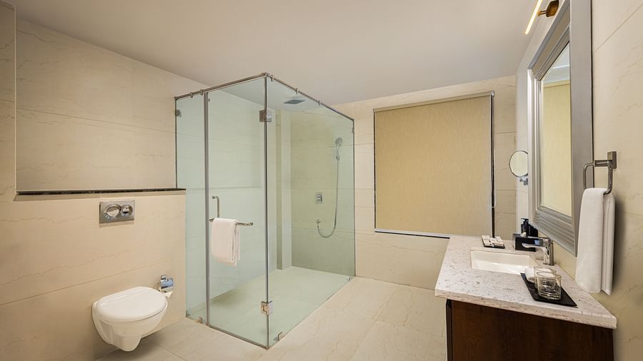 Vanity area of Executive Suite Room at Essentia Luxury Resort & Spa, Udaipur.