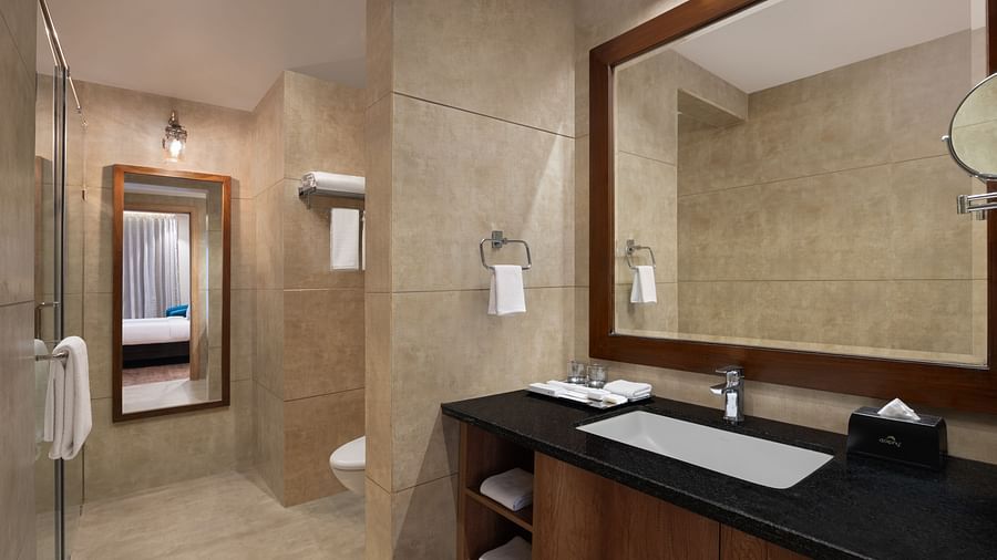 Vanity area of Executive Suite Room at Essentia Luxury Resort & Spa, Udaipur.