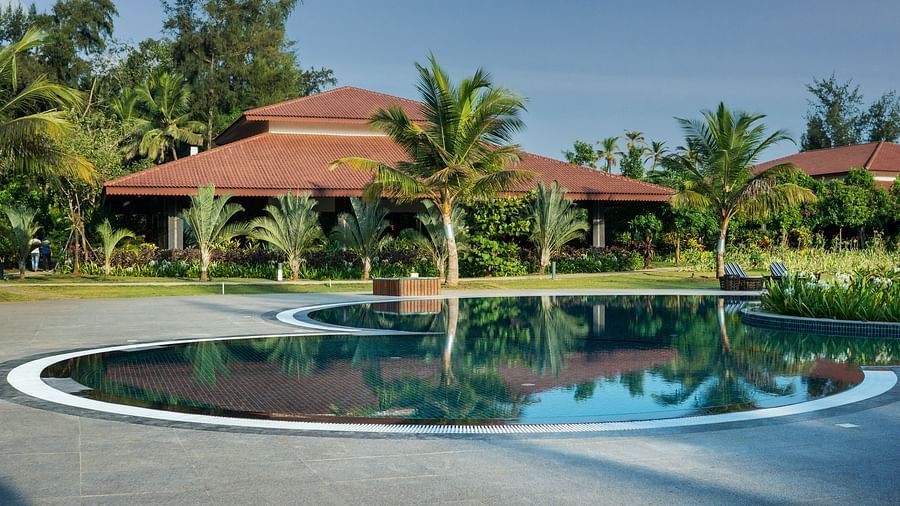 Gamyam Retreat, Kumta - The restaurant building at our resort surrounded by greenery 1