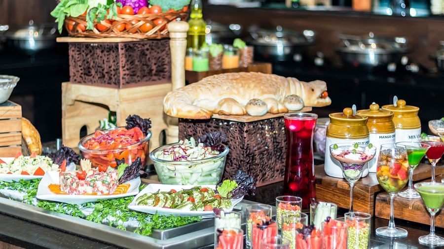 Buffet Dinner Closeup at Branche Restaurant at Golden Suites, Gurgaon