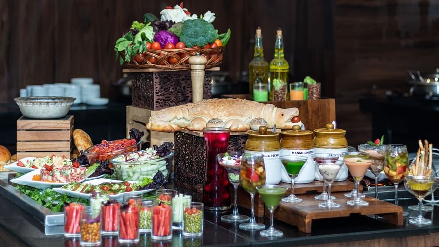 Buffet Dinner closeup at Branche Restaurant at Golden Suites, Gurgaon