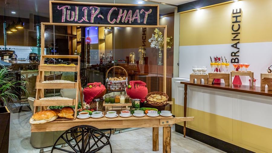 Cart Chaat Set up at Branche Restaurant at Golden Suites, Gurgaon